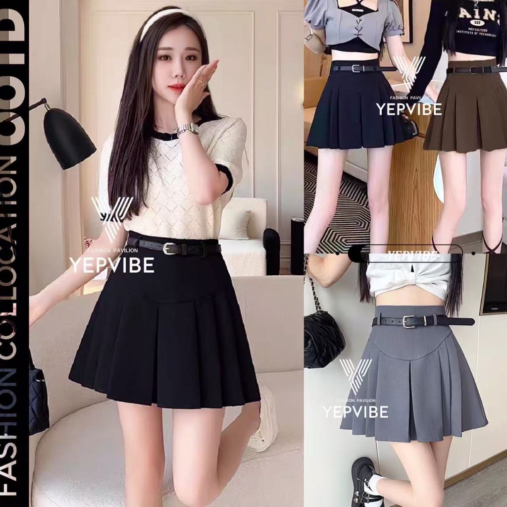 พร้อมส่ง กระโปรงทรงนักเรียกเกาหลี ผ้านิ่มใส่สบายมีซับใน Lady Women