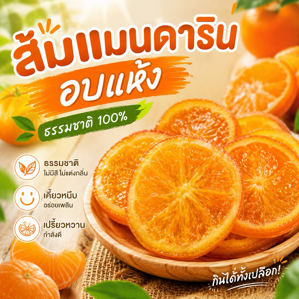 ส้มแมนดารินอบแห้ง กินได้ทั้งเปลือก