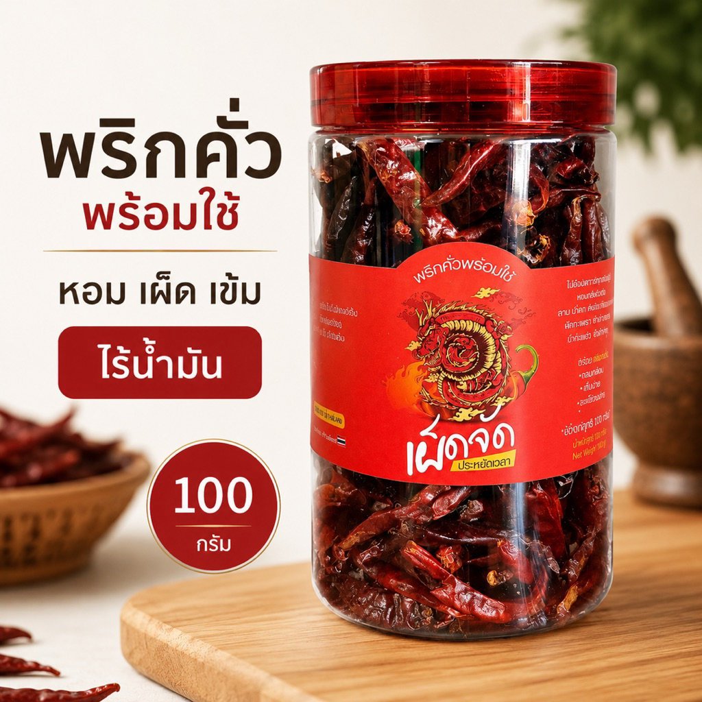 🌶️ พริกคั่วพร้อมใช้ หอมคั่ว ไม่ต้องคั่วเอง 100 กรัม โรยอร่อยทุกเมนู(พร้อมใช้ปุก)