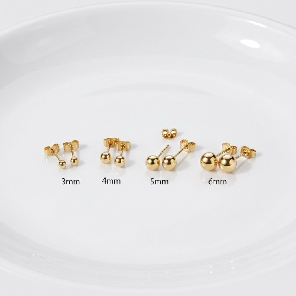 STUD (สำหรับคนแพ้ง่าย)ต่างหูหมุดกลมมินิมอล ราคา 1 คู่