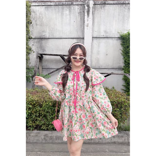 NITAAN(46/52) FLOWERY DRESS 🌸 น่ารักเกินน ป้าย NITAAN ผ้าคอตตอนเนื้อดีมากก กุ้นขอบสีพื้น กระดุมหน้า