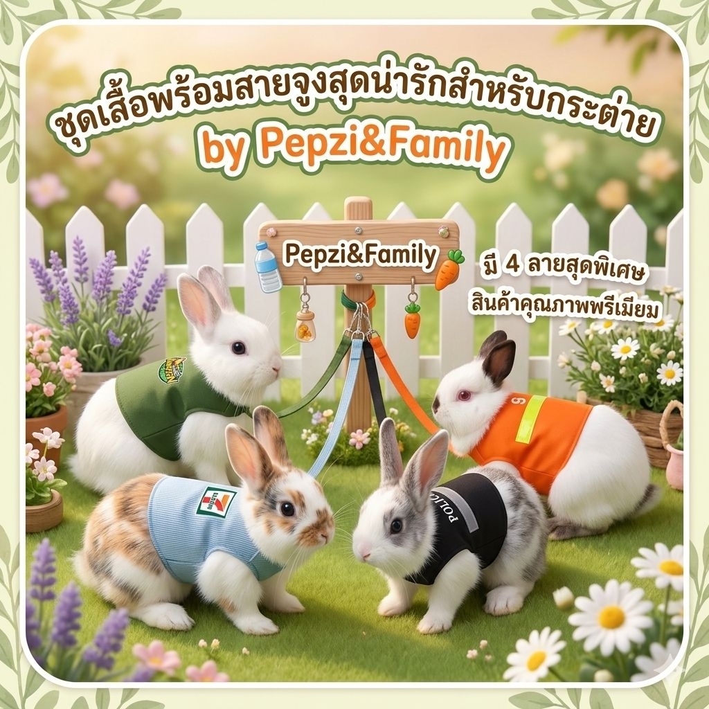 🌟🌟ถูกที่สุด  เซลเสื้อกระต่าย🌟🌟[[[ Pepzi&Family ]]] เสื้อพร้อมสายจูง กระต่าย
