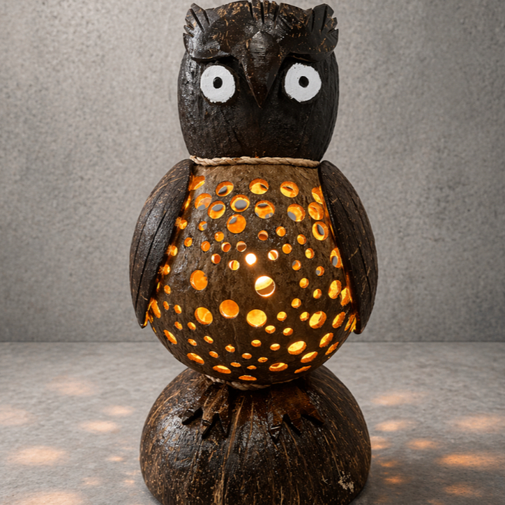 โคมไฟกะลามะพร้าว นกฮูก งานแฮนด์เมด ของแต่งบ้านจากธรรมชาติ Coconut Shell Giraffe Lamp