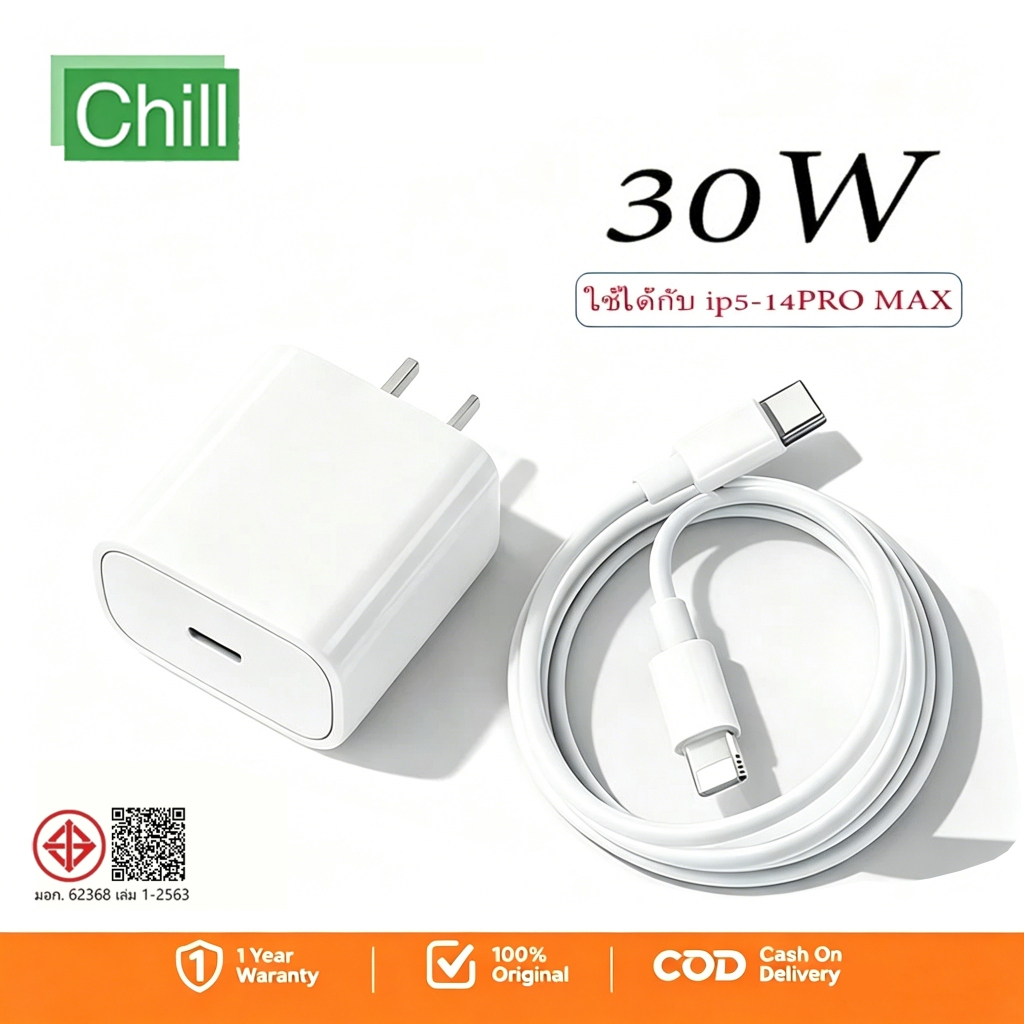 SANOOK ชุดชาร์จเร็ว สายชาร์จ ชาร์จไว PD 30W / 45W จากสาย Type-C to L Fast Charger สำหรับ i6-17 Pro Max【รับประกัน 1 ปี】