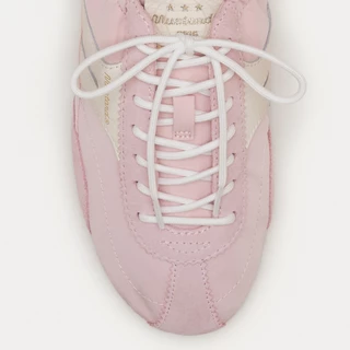 Mustard Stella Pastel Pink | รองเท้าผ้าไนลอน ผสมหนังแท้ ทรงสลิปออน