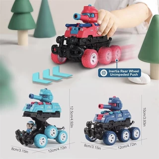 YUNLEOTOY รถของเล่นเด็ก รถถังแปลงร่างสำหรับเด็ก รถของเล่นวิบาก ขับเคลื่อนด้วยแรงเฉื่อย แปลงร่างได้ 360° ทนทานกันชนหกล้อ