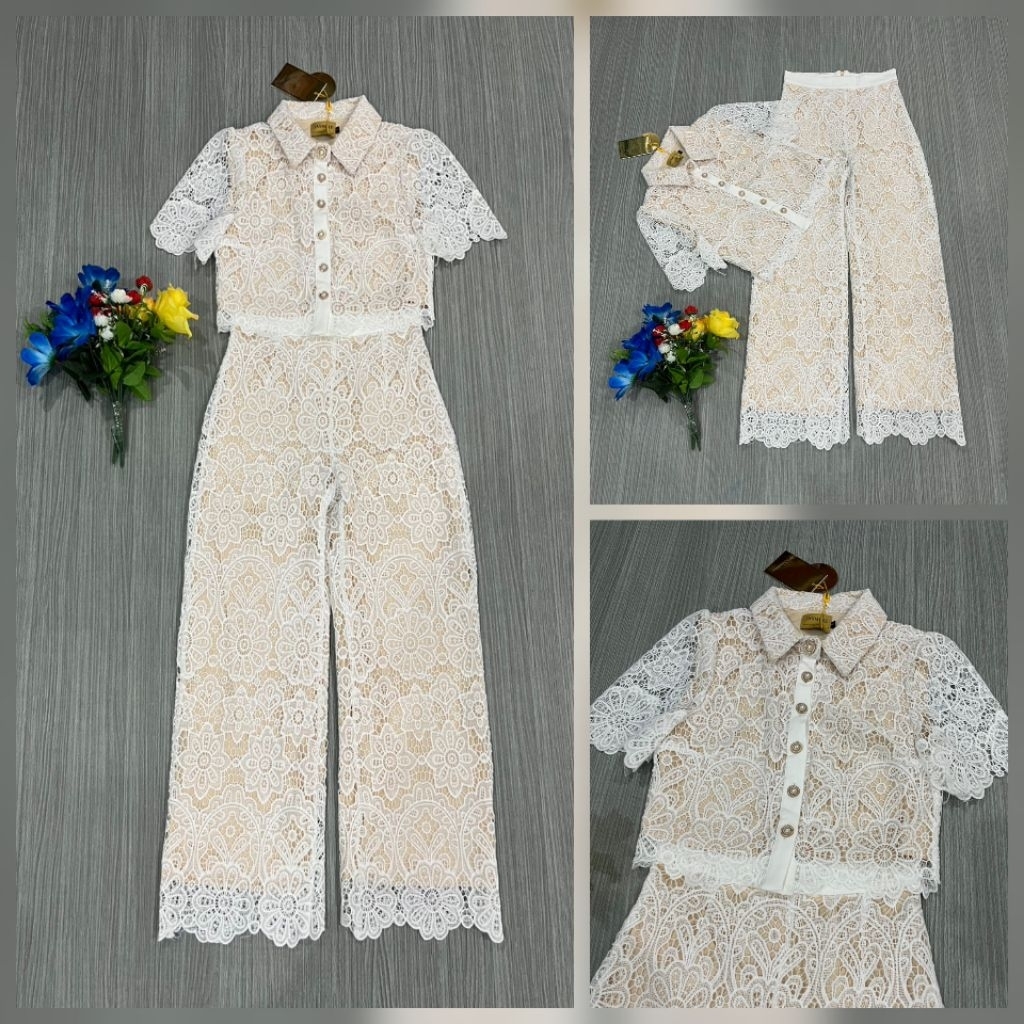 212💘มีS,L,XL,2xl,3xl[ปกติ]เซตกางเกงขายาวลูกไม้เรียบหรู