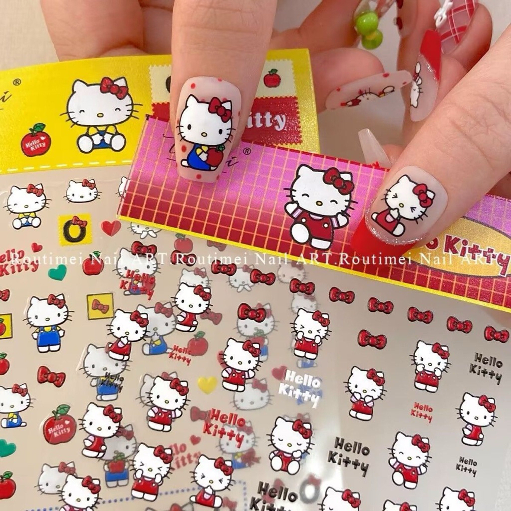 🌸 ลาย Hello Kitty แท้ความน่ารักเต็มแผ่น 🌸 ติดได้ทั้งเล็บเจลและเล็บธรรมชาติ 🌸 เหมาะสำหรับตกแต่งเล็บให้โดดเด่นไม่ซ้ำใคร