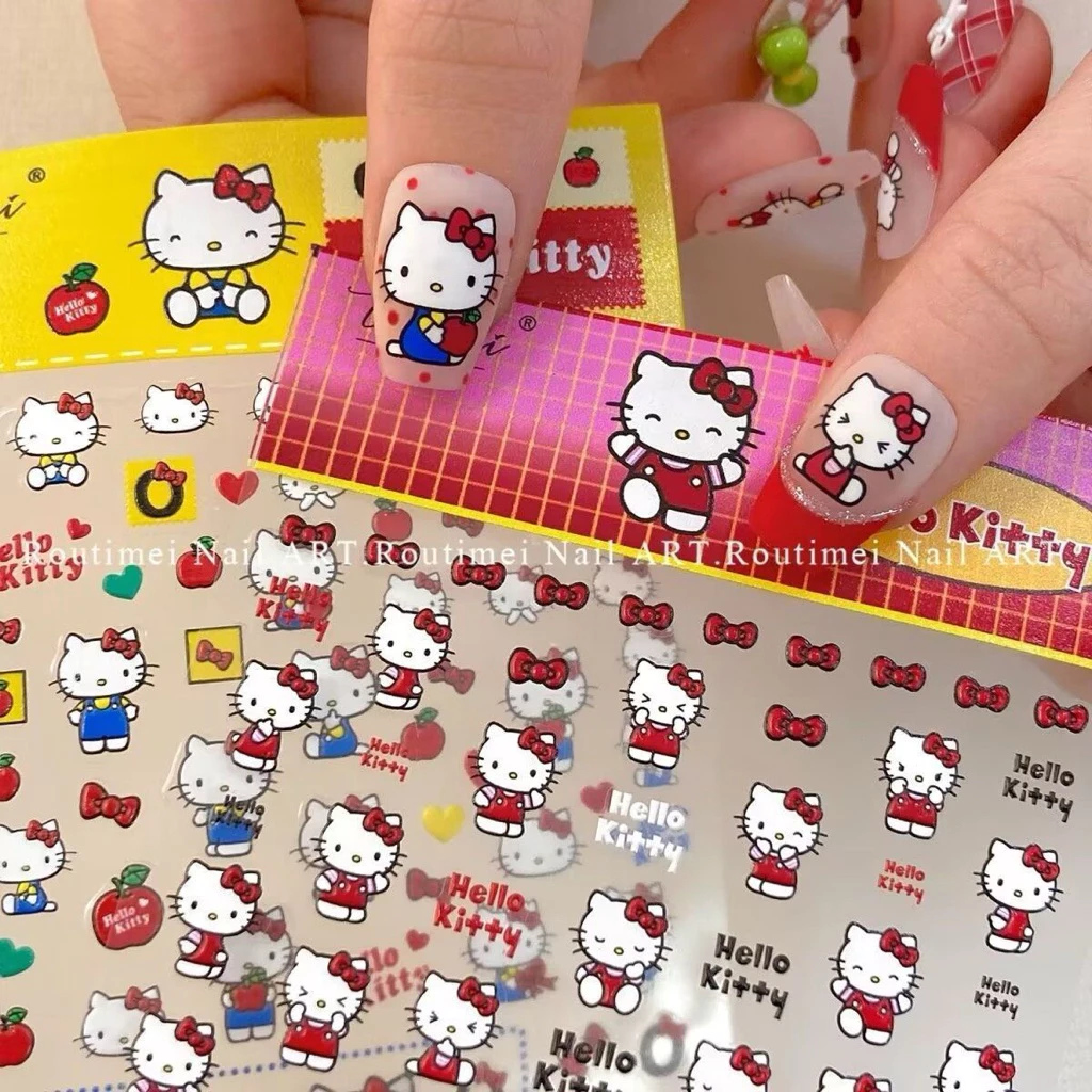 🌸 ลาย Hello Kitty แท้ความน่ารักเต็มแผ่น 🌸 ติดได้ทั้งเล็บเจลและเล็บธรรมชาติ 🌸 เหมาะสำหรับตกแต่งเล็บให้โดดเด่นไม่ซ้ำใคร
