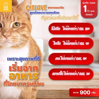 อาหารเม็ดสำหรับแมวโต CATLOVE สูตรโภชนาการครบถ้วน 4 รสชาติ ช่วยบำรุงระบบผิวหนังและขน บำรุงสายตา ระบบการทำงานของสมอง