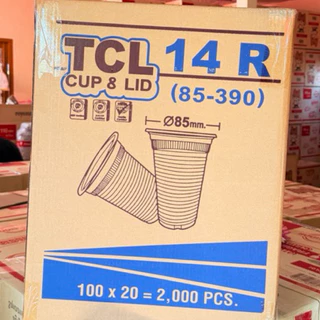 แก้ว 14 ออนซ์ ลอนใส ปาก85 ตราTCL บรรจุ 100x20=2,000ใบ
