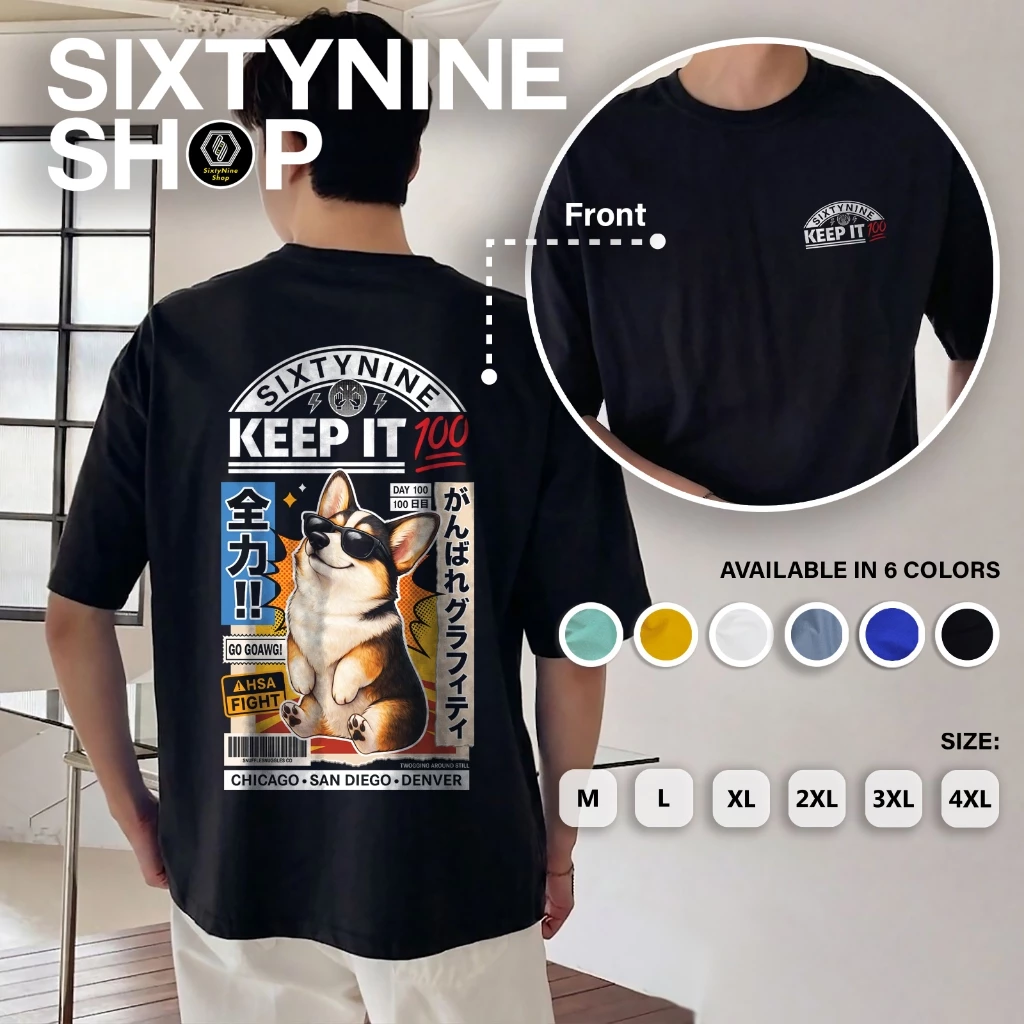 เสื้อยืดผ้าคอตตอน M-4XL พิมพ์ลาย " Corgi " พร้อมส่ง