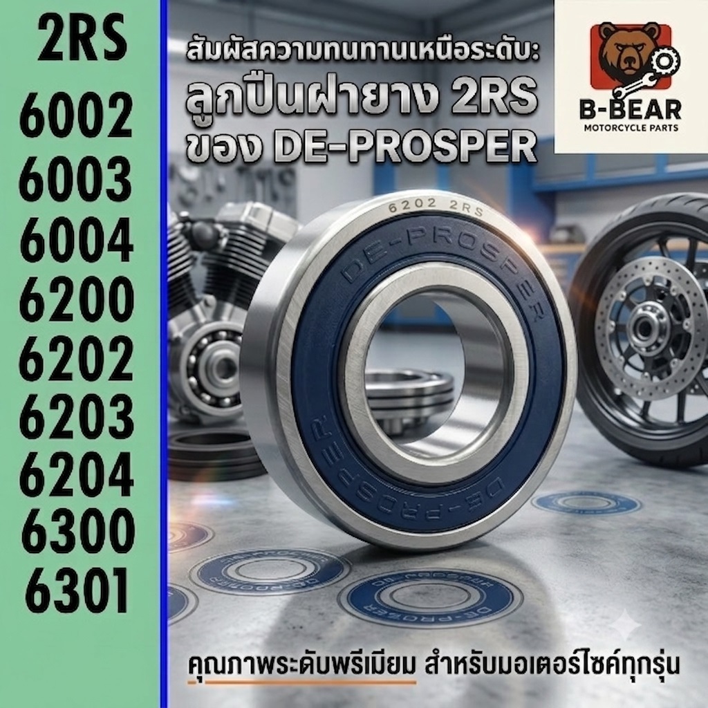 [พร้อมส่ง] ตลับลูกปืน รอบสูง ฝายาง 2RS กันฝุ่น หลายขนาด 6002-6301 ลูกปืนล้อ ดุมสเตอร์ มอเตอร์ไซค์ คุณภาพสูง