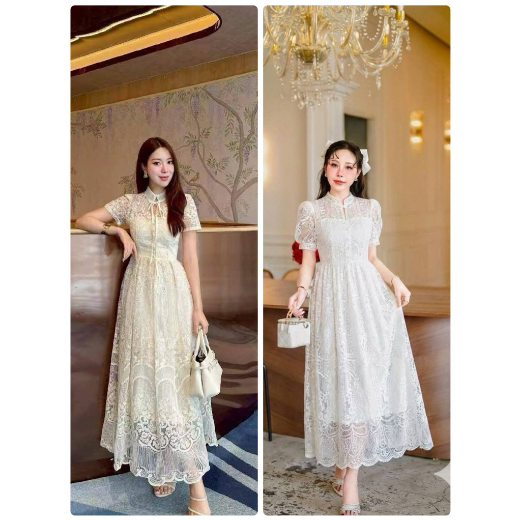 Si-am > เดรสลูกไม้ปักลายสวยอลังการ เจ้าหญิงสวยหวาน B370 B371
