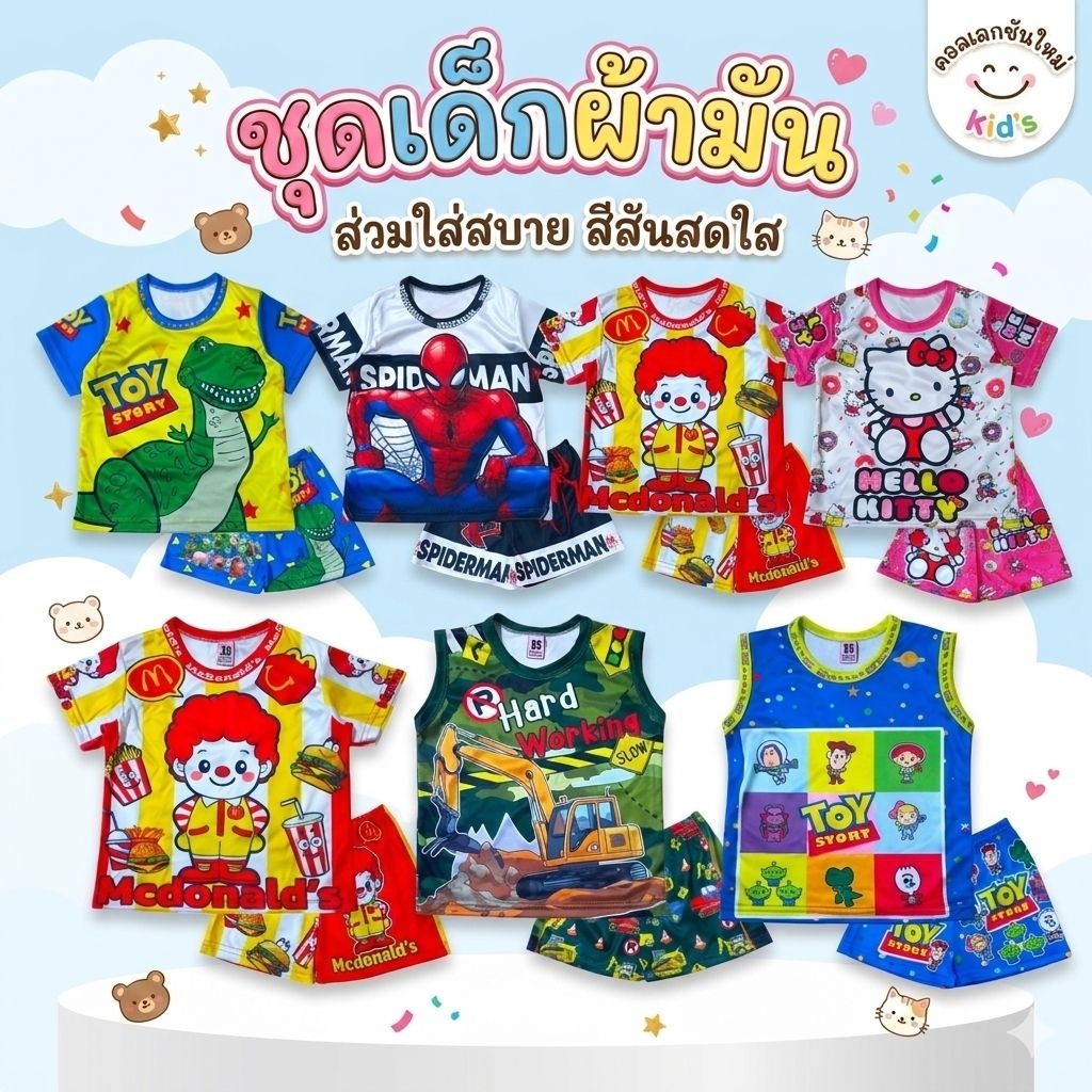 ชุดเซ็ตเด็กผ้ามัน Size SS / 7-11 เดือน