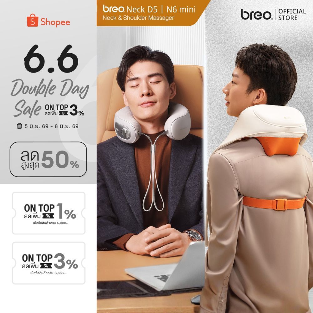 breo Bundles Set เครื่องนวดคอ รุ่น Neck D5 + เครื่องนวดคอ บ่า ไหล่ รุ่น N6 mini