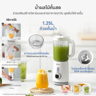 Simplus × PP Krit เครื่องปั่นอเนกประสงค์ 5-in-1 380W ปั่นน้ำผลไม้ สับเนื้อ หั่นผัก ความจุใหญ่ 1.25L LLJH005