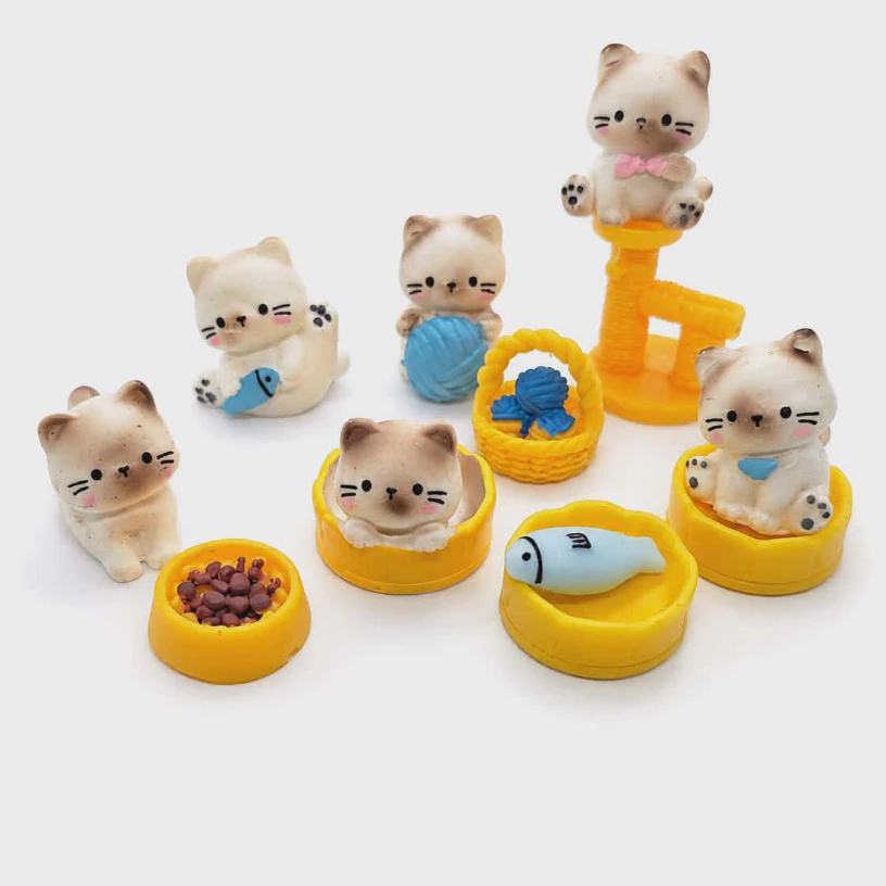 j865ลูกแมวตัวมอมขี้เล่นตัวจิ๋วสำหรับตกแต่งสวน DIY