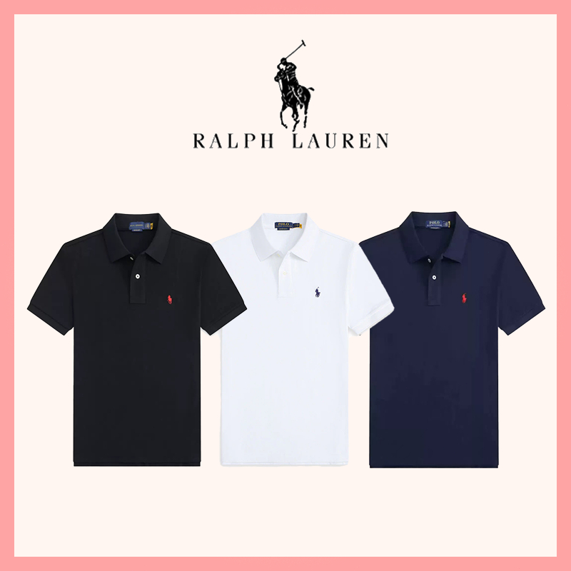 เสื้อโปโลทรงเข้ารูปของแท้จาก Ralph Lauren สวมใส่สบาย (สีดำ ขาว น้ำเงิน)