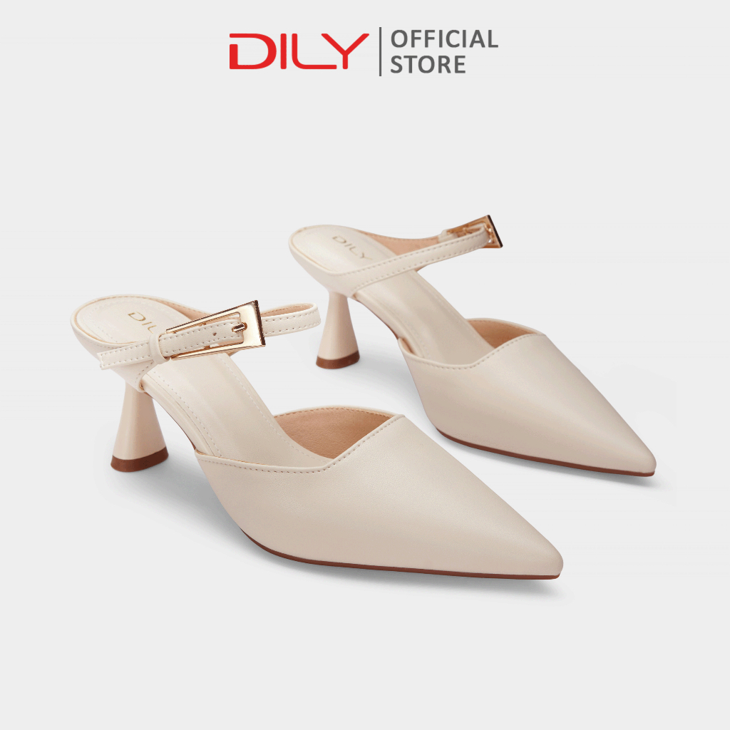 รองเท้าแตะแบบสวม DILY หัวแหลมเรียวสวย ส้นสูง 6.5 ซม. รุ่น DL0616