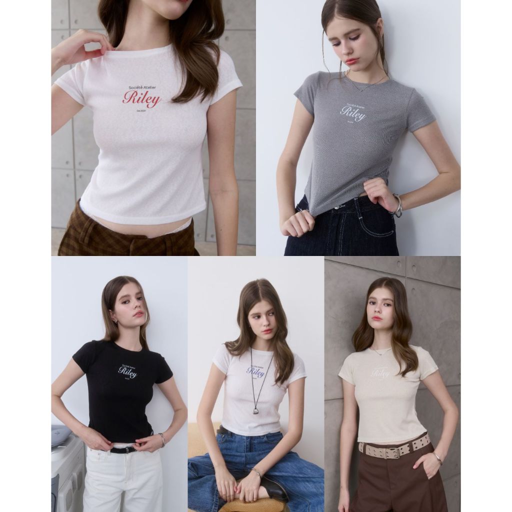 Riley.apparels - Cassie Baby Tee 9169 [พรีเฉพาะสี white-red ไซส์ S&M]