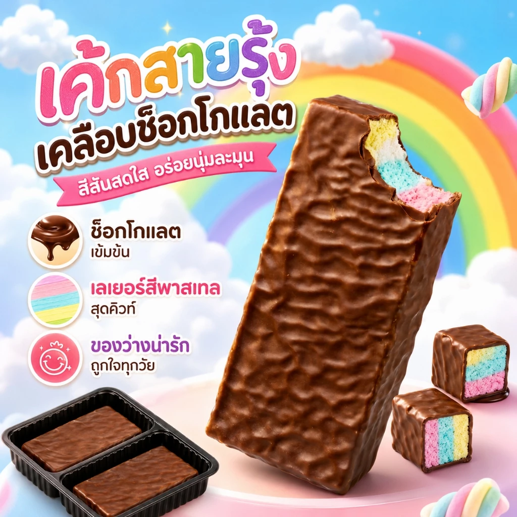 ขนมมาร์ชแมลโลว์เรนโบว์เคลือบช็อกโกแลต ยืดดดดดมากฟินสุดๆ