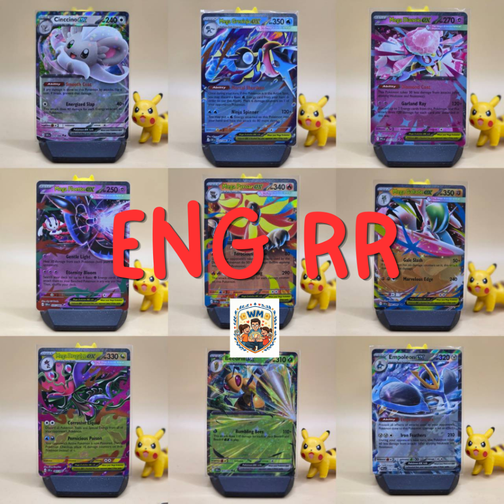 [RR-ENG] Pokemon [เลือกแยกใบ] ชุด Chaos Rising & Phantasmal Flame รวมตัวแรร์ Mega ex / ex สภาพสะสม พร้อมซองใส