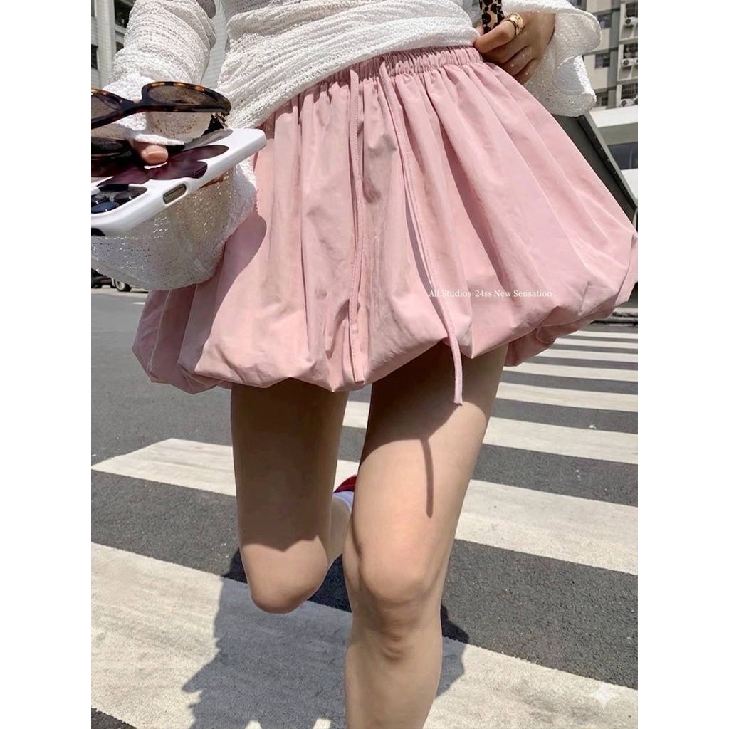 🇰🇷Korea Balloon Skirt New!!!กระโปรงทรงบอลลูน ซับในกางเกง ใส่แล้วความบอลลูนชัดม๊ากก น่ารักม๊ากก..เอวยางยืด มีเชือกปรับเอว