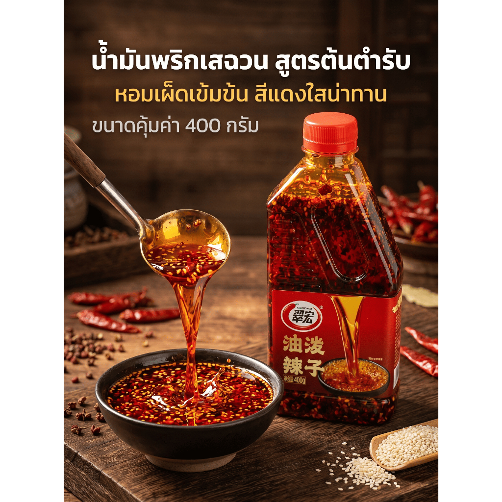 ชุ่ยหงษ์ น้ำมันพริกแดงเสฉวน นำเข้าจากจีน ขนาด 400ml.