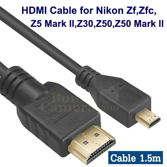 สาย HDMI ยาว 1.8m ต่อ Nikon Zf,Zfc,Z5 Mark II,Z30,Z50,Z50 Mark II เข้า HD TV,Monitor cable