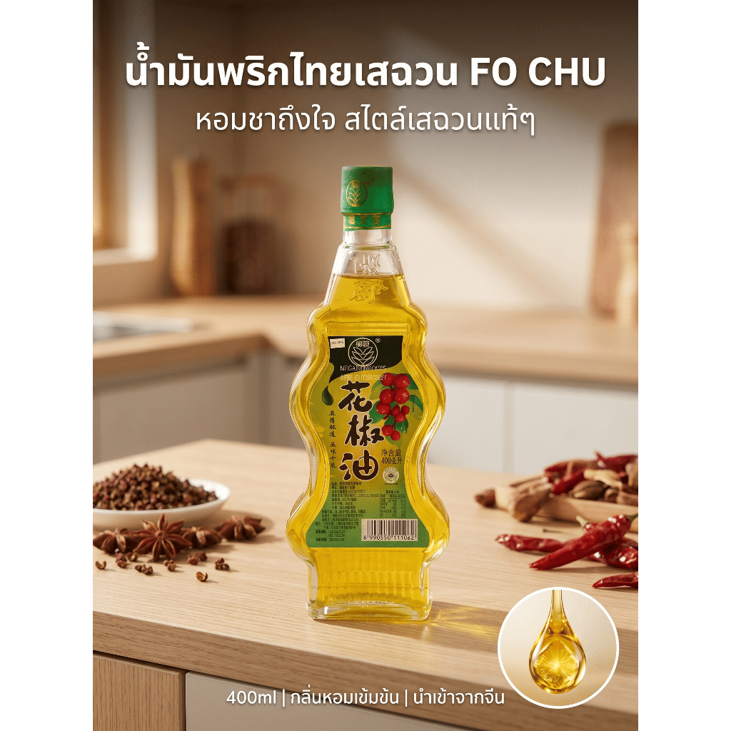 โฟซู ฮวาเจียวออยล์ น้ำมันพริกเผา (หม่าล่า) ขนาด 400 ML