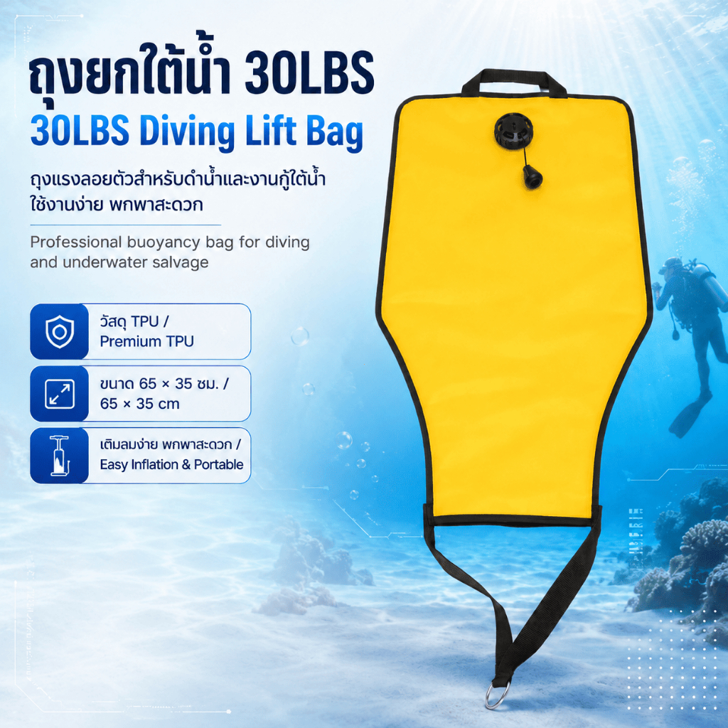 ที่ยกกระเป๋าดำน้ำลึกทุ่นดำน้ำสำหรับผู้ใหญ่30lbs อเนกประสงค์มองเห็นได้ชัดเจนสำหรับดำน้ำตื้นใต้น้ำฟรีไดฟ์วิง
