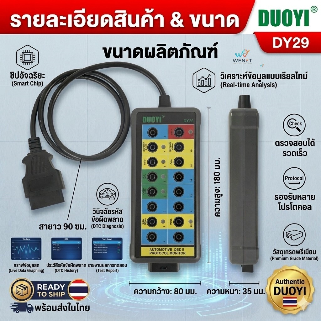 【ส่งไว】 Duoyi DY29 เครื่องตรวจจับโปรโตคอลรถยนต์ OBDII OBD2 Auto Car Break out Box รถโปรโตคอลเครื่องต
