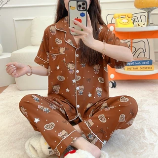 💥มาใหม่💥 ชุดนอนผ้าไหมเกาหลีป้ายY อก60 แขนสั้น-ขายาว แขนยาว-ขายาว