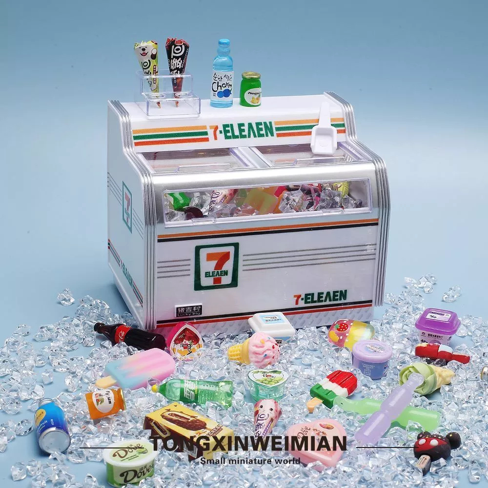 7-11 ร้านสะดวกซื้อตู้เย็นสติ๊กเกอร์แม่เหล็กตู้แช่แข็งซูเปอร์มาร์เก็ตรุ่น 3D สามมิติส่องสว่างบ้านบรรยากาศตกแต่งเครื่องปร
