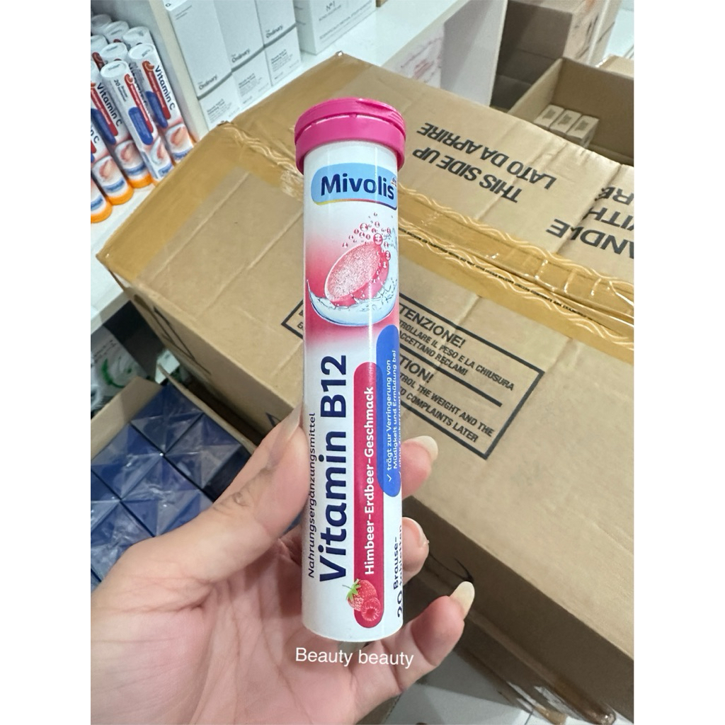 Mivolis Vitamin B12 เม็ดฟู่ (ฝาสีชมพู) วิตามิน