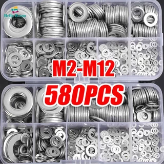 ชุดแหวนรองสแตนเลส 304 DIN125 580 ชิ้น M2-M12 กันสนิม ครบทุกขนาด