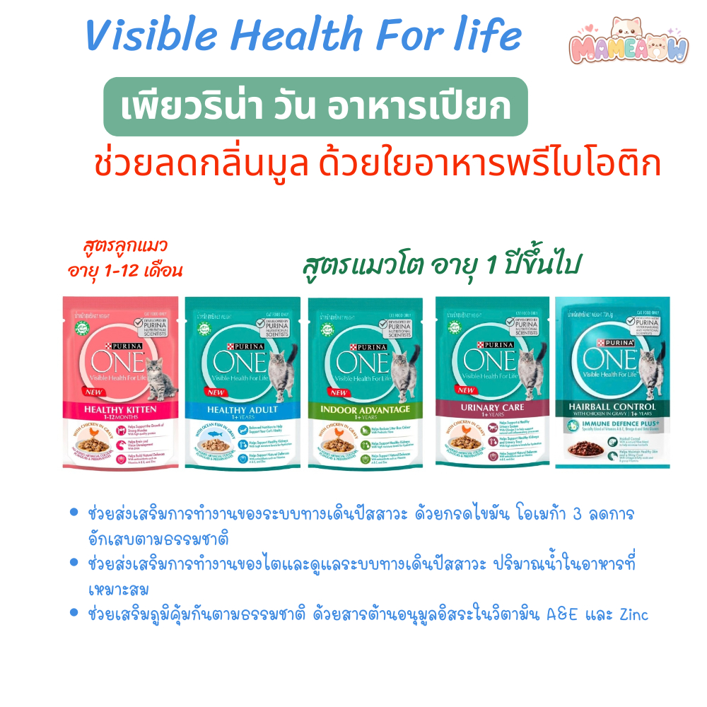 [โหล] Purina One Visibe Health For Life เพาว์แมว เพียวริน่าวัน ขนาด 70gx12ซอง