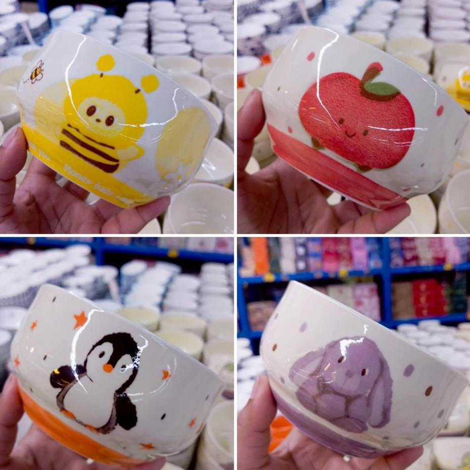 ถ้วยเซรามิก 4.5 นิ้ว ถ้วยแบ่ง ถ้วยน้ำจิ้มลายดอกไม้ ถ้วยลายการ์ตูน เซรามิคเนื้อดี เข้าไมโครเวฟได้