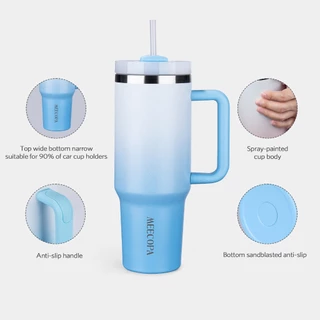 MEECOPA กระบอกน้ำเก็บอุณหภูมิ 1200ml สแตนเลส304 เก็บเย็น12ชม กันรั่ว 2ฝาใช้ได้ ทรงใส่ที่วางแก้วในรถ ใช้กลางแจ้ง/ขับรถ