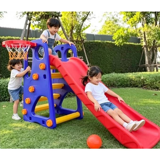Lookmeebabyproducts สไลเดอร์ดราก้อนน้อย พร้อมแป้นบาส แถมลูกบอล พรีเมี่ยมแข็งแรง ของขวัญเด็ก พร้อมส่ง