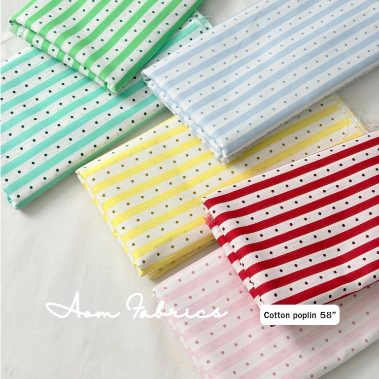 Aom Fabrics🌷ผ้าคอตตอนป๊อปลิน No.1580-1585 น่ารักมาก ผ้านิ่ม หน้ากว้าง 58 นิ้ว ผ้าเมตรนำเข้า พร้อมส่ง