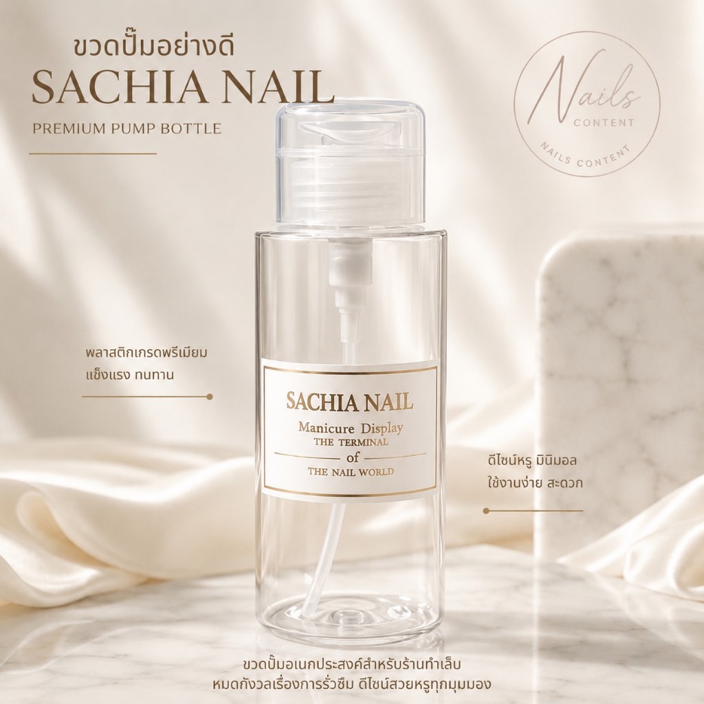 ขวดปั๊มอย่างดี SACHIA NAIL ปริมาณ 300 ml