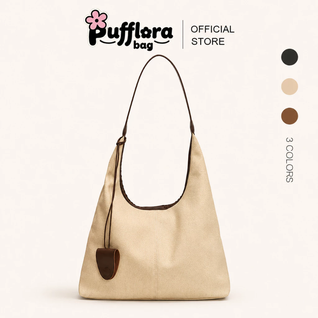Pufflora กระเป๋าสะพายข้าง กระเป๋าถือ กระเป๋าโท้ท รุ่น Terra Tote ใบใหญ่ ความจุเยอะ ปิดด้วยกระดุมแม่เหล็ก น้ำหนักเบา