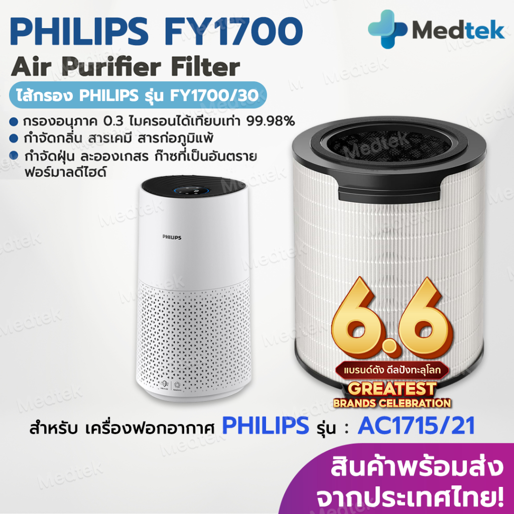 [พร้อมส่ง] ไส้กรองอากาศ Philips AC1715/21 ไส้กรองเครื่องฟอกอากาศ Philips FY1700/30 Air Purifier Nano