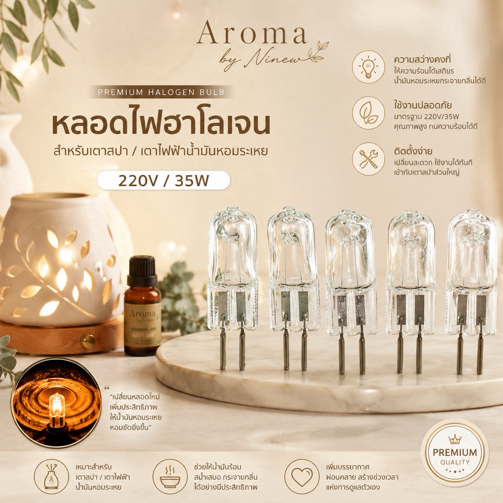 💡หลอดไฟเตาสปา หลอดฮาโลเจน 220V/35W กระจายความร้อนดี🔥