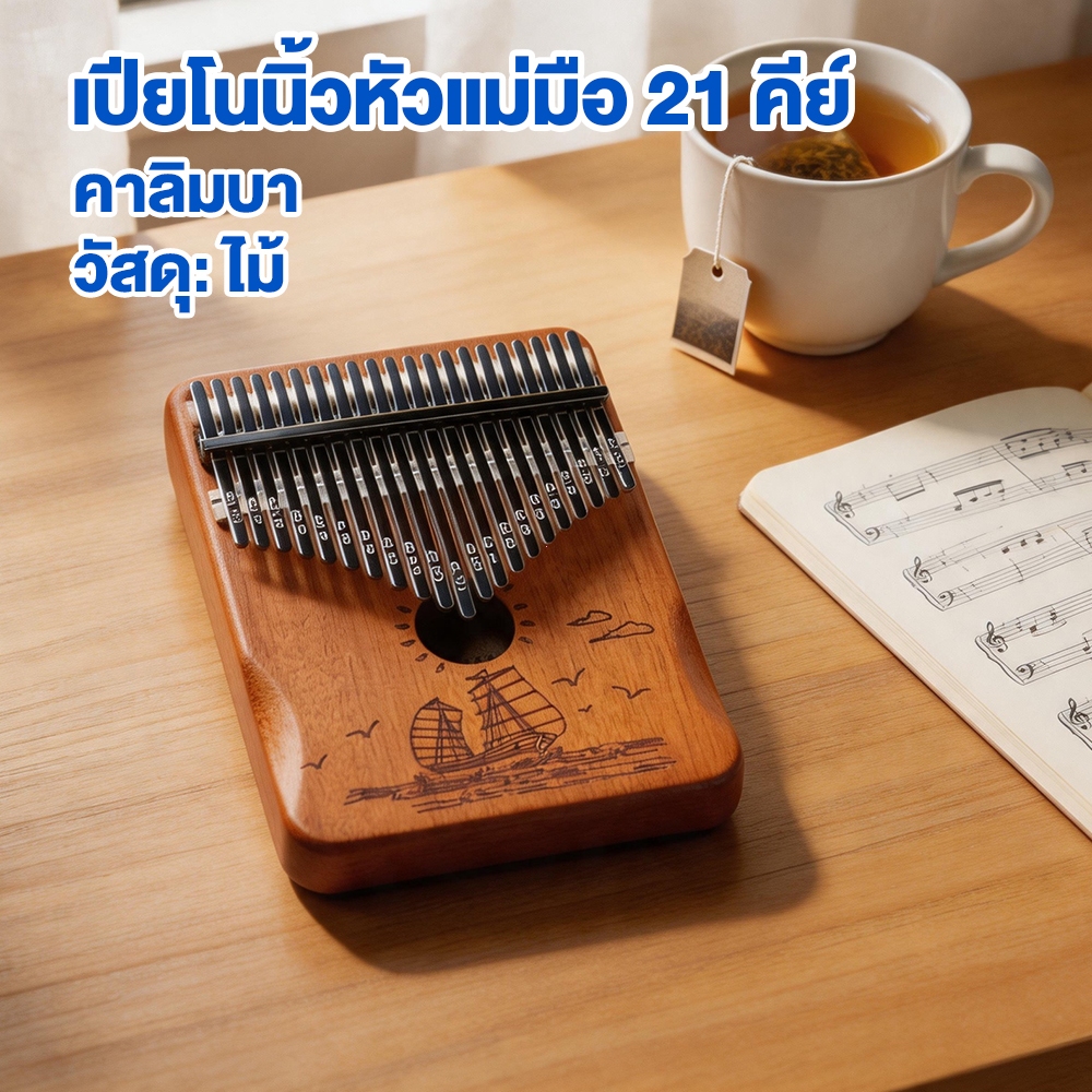 21 คีย์โทน Finger piano Finger piano เครื่องดนตรีเปียโน คาลิมบา พร้อมอุปกรณ์เสริมฟรี เหมาะสำหรับผู้เริ่มต้นและเด็ก