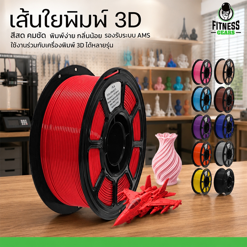 Fitness เส้นปริ้นสามมิติ PLA 1.75mm สำหรับงานโมเดล DIY เส้นใยพลาสติกเครื่องพิมพ์ 3D