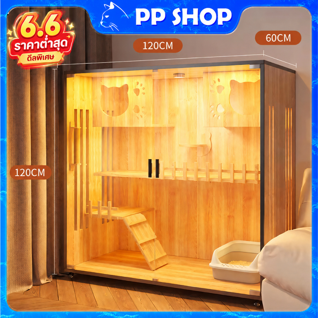 Cat Villa วิลล่าแมว บ้านแมว คอนโดแมว บ้านแมว กรงแมว ระบายอากาศได้ดี ไม่ร้อน กรงแมว กรงแมวแบบใหญ่ๆ