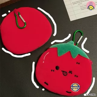 กระเป๋าใส่เหรียญ ลายมะเขือเทศ🍅 พร้อมตะขอคล้อง 13x12 cm ใส่หูฟัง กุญแจ เหรียญ พกง่าย ✨ LS-1293